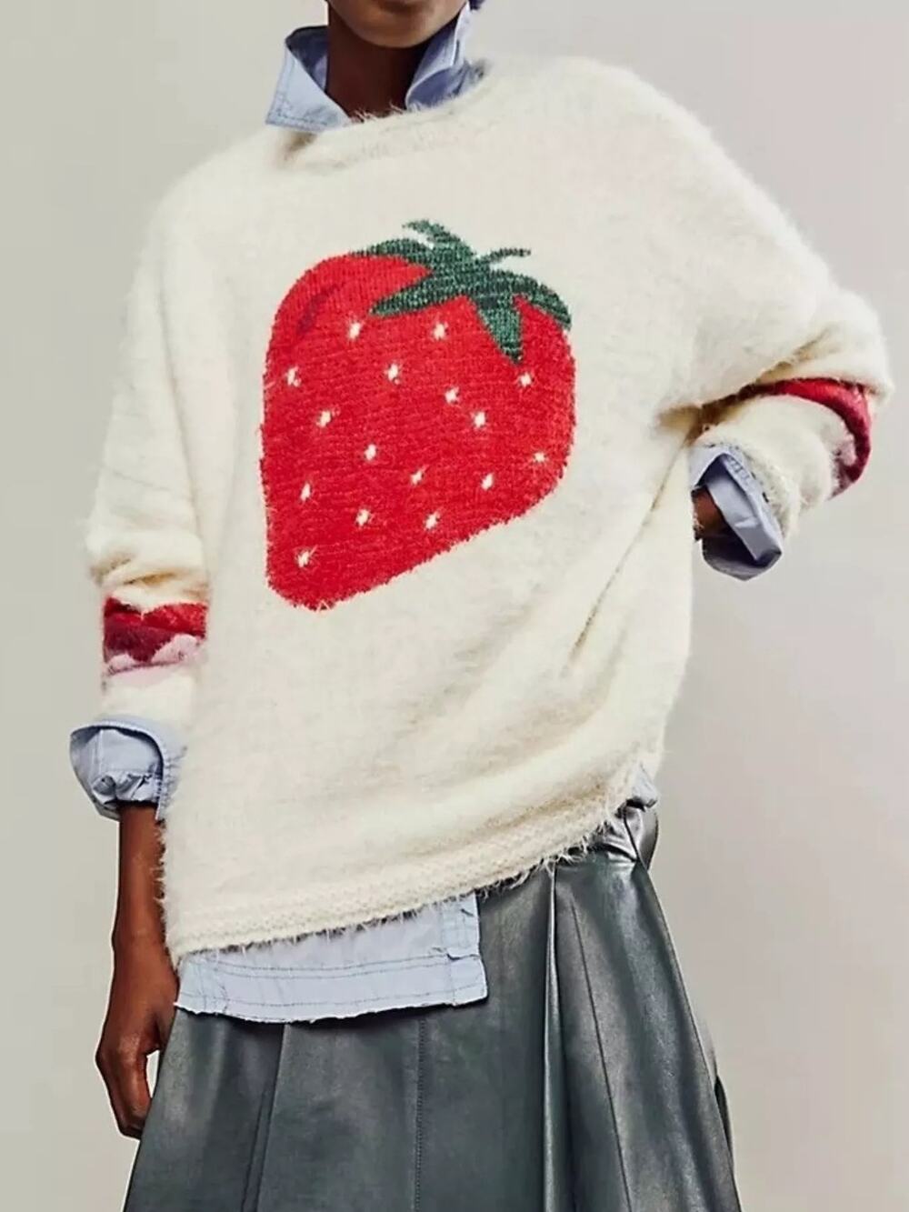 Free People Just Peachy Strawberry Fuzzy
Oversized Pullover Sweater Small